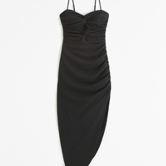 Ruched Front Cutout Asymmetrical Midi Dress - Picture 1 of 1